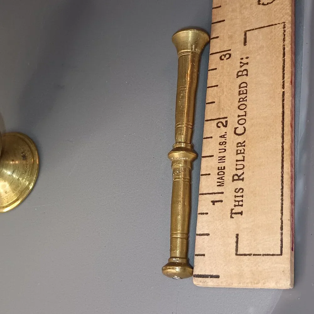 Vintage Brass Small Mortar with Decorative Trim & Pestle - Picture 4 of 9